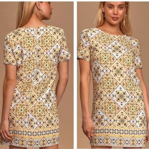 Dandy Lion Yellow Print Shift Dress